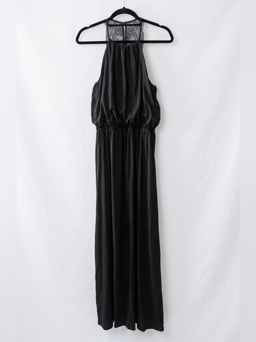 H&M Black Halter Style Maxi Dress with Lace Back